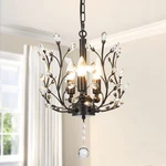 Antique Vintage Crystal Branch Chandelier 3-LIGHTS Black Pendant Ceiling Lamp. Fixed Price $97.49.