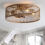 Rustic Caged Ceiling With Lights & Remote, 20" Low Profile Fandelier. Fixed Price $214.99.