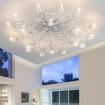 Elegant Crystal Semi Flush Mount Ceiling Light For Dining, Living, Bedroom. Fixed Price $295.99.