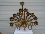 Lg Regency Floral Wall Light Sconce Gilt Gold Art Deco Hans Kogl Tole Sty Mcm. Fixed Price $299.00.