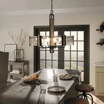 Kichler Aberdeen 28-INCH 6-LIGHT Olde Bronze Farmhouse Shaded Drum Chandelier. Fixed Price $522.45.