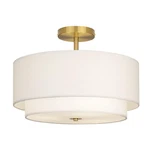 Calokes 16" Dual Drum Gold 3-LIGHT Semi Flush Mount Ceiling Light,. Fixed Price $117.17.