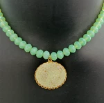 Mint Glass Crystal Necklace Artisan Soft Glam Statement Pendant Fasted Beads. Fixed Price $44.10.