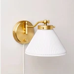 Hearth & Hand Reeded Milk Glass Wall Brass Finish Lamp Sconce Hardware Or Outlet. Fixed Price $30.00.