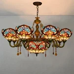 8 Lights Bedroom Chandelier Tiffany Victorian Colorful Shade With Crystal Decor. Fixed Price $398.00.