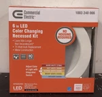 Commercial Electric CER608943AK50WH Easy-up 6" White Baffle Integrated Led Kit. Fixed Price $13.94.