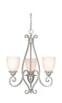 Satin Nickel Frosted Opal Glass 3 Light Chandelier Orig $255. Fixed Price $59.99.