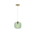 River Of Goods Hadley 8 In. 1-LIGHT Gold Pendant With Green Glass Shade. Fixed Price $66.00.