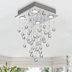 Bestier Chrome Modern Crystal Square Raindrop Chandelier Lighting Flush Mount Le. Fixed Price $95.74.