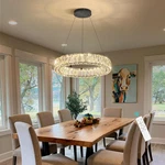 Modern Crystal Chandelier Dimmable Led 16 Inch Ring Pendant Lights Adjustable Gl. Fixed Price $274.99.