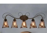 Claxy Art Deco Style 9.2 In. 5-LIGHT Amber Vanity With Colored Glass Shade. Fixed Price $60.00.