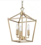 Warehouse Of Tiffany Buelex 10IN. 3-LIGHT Indoor Satin Gold Finish Chandelier. Fixed Price $69.99.