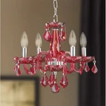 4-LIGHT Chrome Finish D16" H12" Thor Cranberry Crystal Chandelier. Fixed Price $178.00.