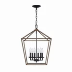 Home Decorators Weyburn 6-LIGHT Black Faux Wood Caged Farmhouse Chandelier. Fixed Price $59.99.