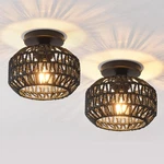 Ihengyanlt 2 Pack Farmhouse Light Fixtures Ceiling Mount,mini Rattan Boho Semi. Fixed Price $74.44.