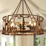 33 Inch Rustic Farmhouse Chandelier 8 Lights Bear Elk Drum Ceiling. Fixed Price $360.57.