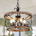 Bella Depot 5-LIGHT Rustic Cage Wood Chandelier Dimmable Lighting Adjustable. Fixed Price $115.32.