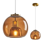 Brown Glass Pendant Lights Kitchen Island Gold Hanging Fixture Gl.... Fixed Price $110.10.