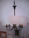 Rrtyo Parrett 5-LIGHT Black Farmhouse Cluster Chandelier With White Cloth Shade. Fixed Price $104.45.