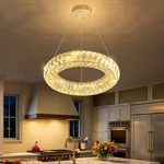15.7" Modern Crystal Chandelier Dimmable Ring Pendant Light Round. Fixed Price $281.99.