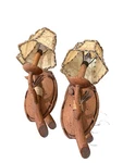Kalco Ponderosa Rustic Wall Sconces Pair (2) Leather Stitched Shade Lodge Lights. Fixed Price $599.00.