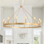 48" Large Gold Wagon Wheel Chandelier, 16-LIGHT Modern Farmhouse Fixture. Fixed Price $520.37.