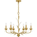 Gold Leaf Six Light Chandelier From The Maria Collection. Fixed Price $450.99.