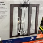 Progress Lighting 3-LIGHT Teak Wood Satin Nickel Farmhouse Pendant P500254-147. Fixed Price $75.70.