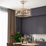 20" Metal Ceiling Fan Light W/ Remote Control Caged Drum Chandelier Pendant Lamp. Fixed Price $102.08.