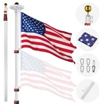Apluschoice 30FT Telescopic Silver Flagpole Kit W/ 136 Led Solar Light Outdoor. Fixed Price $189.90.