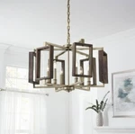 Home Decorators Collection Zurich 6-LIGHT Soft Gold Chandelier With Wood Accents. Fixed Price $139.99.