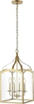 Jonathan Y 11IN Antique Gold 4-LIGHT Lantern Pendant Glass Chandelier. Fixed Price $87.59.