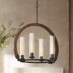 Sulmona 24" Wide Iron Wood 4-LIGHT Chandelier. Fixed Price $615.00.