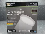 Commercial Electric 7.5IN Dimmable Led Color Changing Flush Mount 565682111. Fixed Price $15.99.