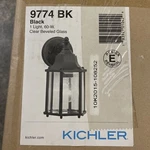 Kichler 9774BK 10.25 In. 1-LIGHT Black Outdoor Wall Mount Lantern W/ Clear Glass. Fixed Price $22.40.