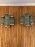 Vintage Mid Century Art Deco Modern Glass Rod Light Fixture Triple Wall Sconces. Fixed Price $870.57.