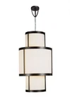 Linen Fabric Shade Large 3-TIER 47 Tall Drum 16-LIGHT Bronze Chandelier Pendant. Fixed Price $485.00.