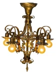 Restored Shorter Ceiling 5 Light Aztec Gold With Original Finish #2606. Fixed Price $577.99.
