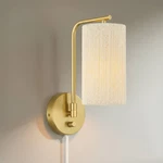 Possini Euro Tertia 13 1/2" Antique Brass Swing-arm Plug-in Wall Lamp. Fixed Price $129.99.