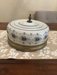 Vintage Quoizel Abigail Adams Milk Glass Ceiling Fixture Light Blue Poppy. Fixed Price $125.00.
