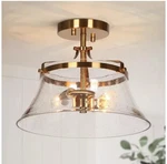 Lnc Modern Brass Ceiling 2-LIGHT Semi Flush Mount Seeded Glass Hallway Fixture. Fixed Price $98.40.