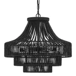Elyccupa 20 Black Wood Beaded Rattan Chandelier Boho Woven Pendant Light. Fixed Price $271.98.