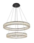 Crystal Chandelier Black Ring Halo Foyer Living Dining Room Light Fixture 31". Fixed Price $2416.27.