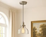 Kichler Avery Single Light 8" Wide Mini Pendant With Clear Seeded Glass 43850NI. Fixed Price $79.00.