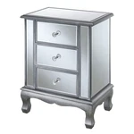 Gold Coast Vineyard Three-drawer End Table Mirrored Glass And Silver Wood. Fixed Price $221.38.