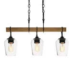 Lnc Zarbel Farmhouse 3-LIGHT Black & Wood Rustic Island Table Chandelier A04186. Fixed Price $79.99.