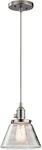 Kichler Avery 8 In. Brushed Nickel Farmhouse Kitchen Cone Pendant, Seeded Glass. Fixed Price $60.00.
