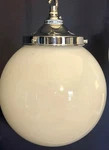 Vintage Large 20CM Opaline Glass Globe Light With Gallery And Hooks.. Fixed Price $147.79.