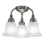 Semi Flushmount Ceiling 3 Light Downward Fixture Brushed Nickel White Glass 14". Fixed Price $59.99.