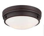Minka Lavery Culver 13 1/4" White Glass Lathan Bronze Ceiling Light. Fixed Price $115.00.